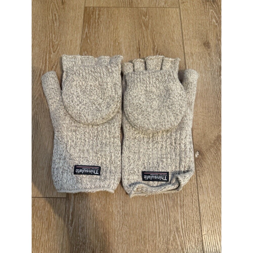 THINSULATE FLIP GLOVES/MITTENS MEN'S XL Gray WITH LEATHER PALMS